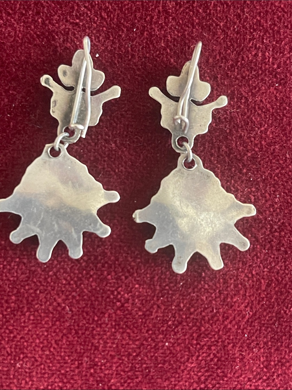 Antique Sterling Silver and Turquoise Drip Earrings - Picture 2 of 3
